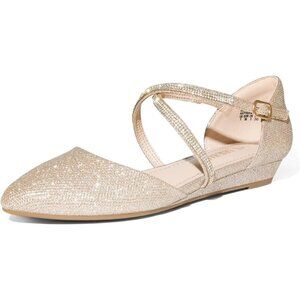 Dream Pairs Flat Shoes Women Gold Rubber Ankle Strap Casual Comfortable Shoes